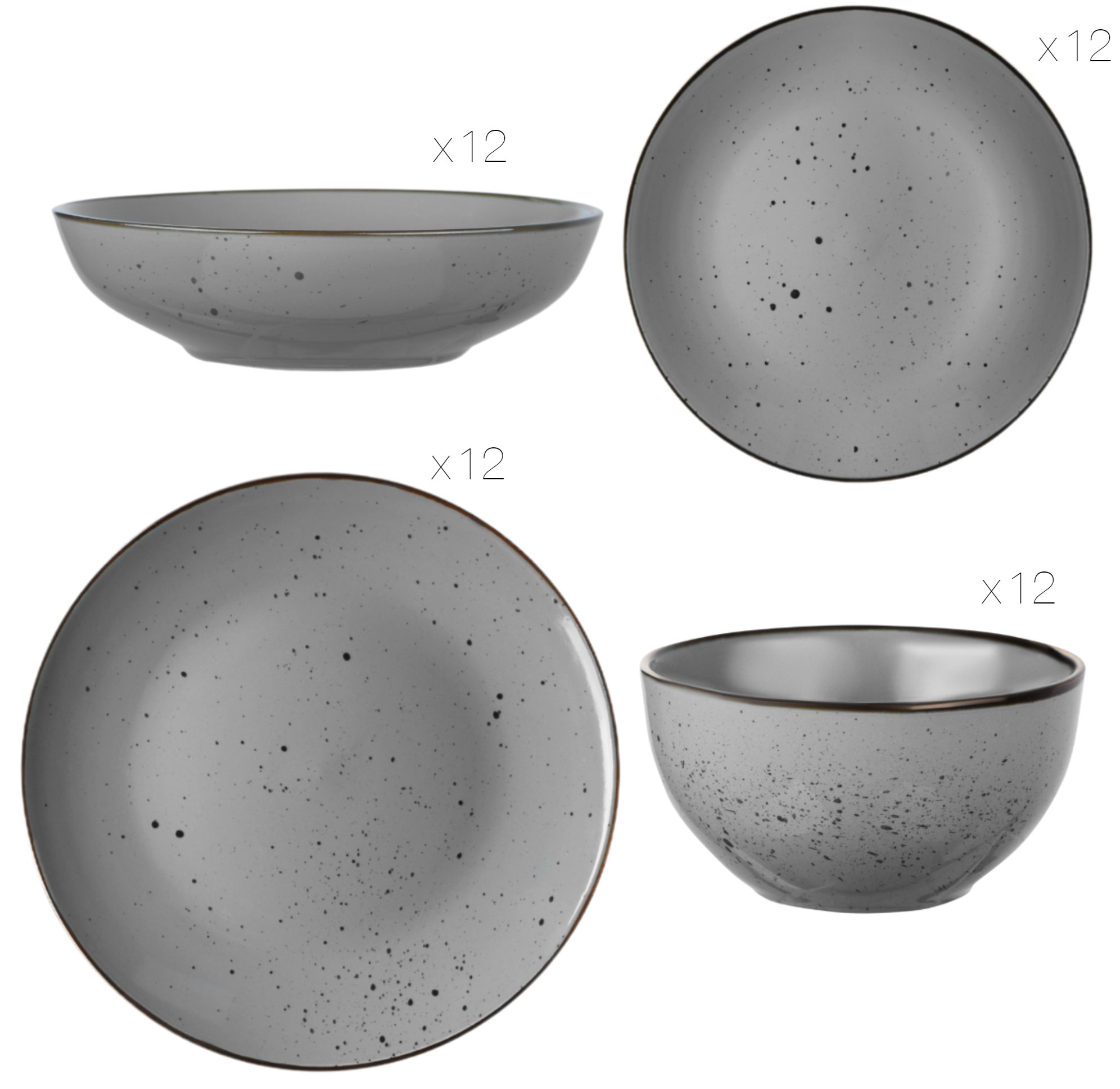 Сервіз столового посуду Ardesto Bagheria 48 предметов 12 персон кам'яна кераміка Сірий - фото 3