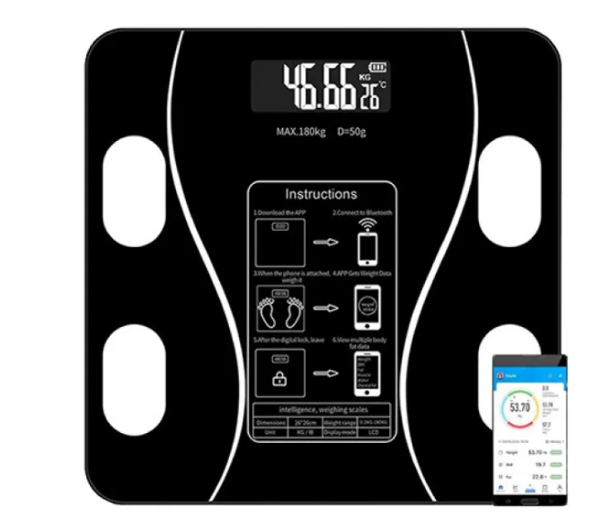 Ваги підлогові електронні Bluetooth управління через смартфон до 180 кг Black (128691) Ваги підлогові електронні Bluetooth управління через смартфон до 180 кг Black (128691)