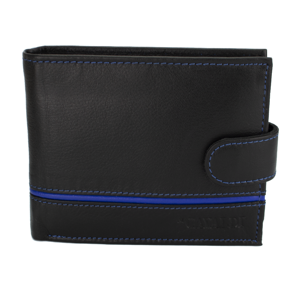 Портмоне мужское кожаное Cavaldi N992L-P-CGN на застежке Черный/Синий