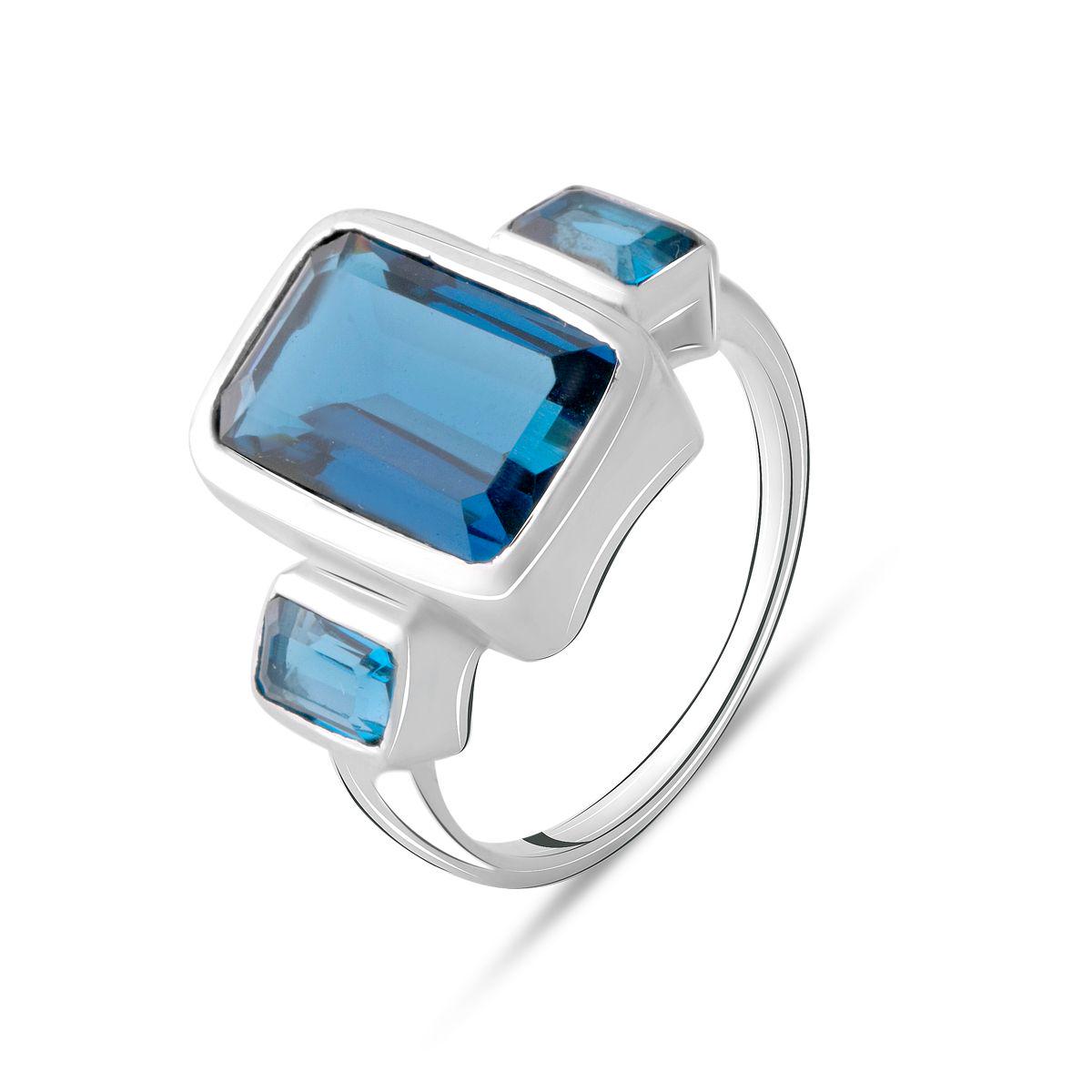 Кольцо серебряное с топазом Лондон Блю 6,778 ct 6,67 г р. 18,5 (2072461)