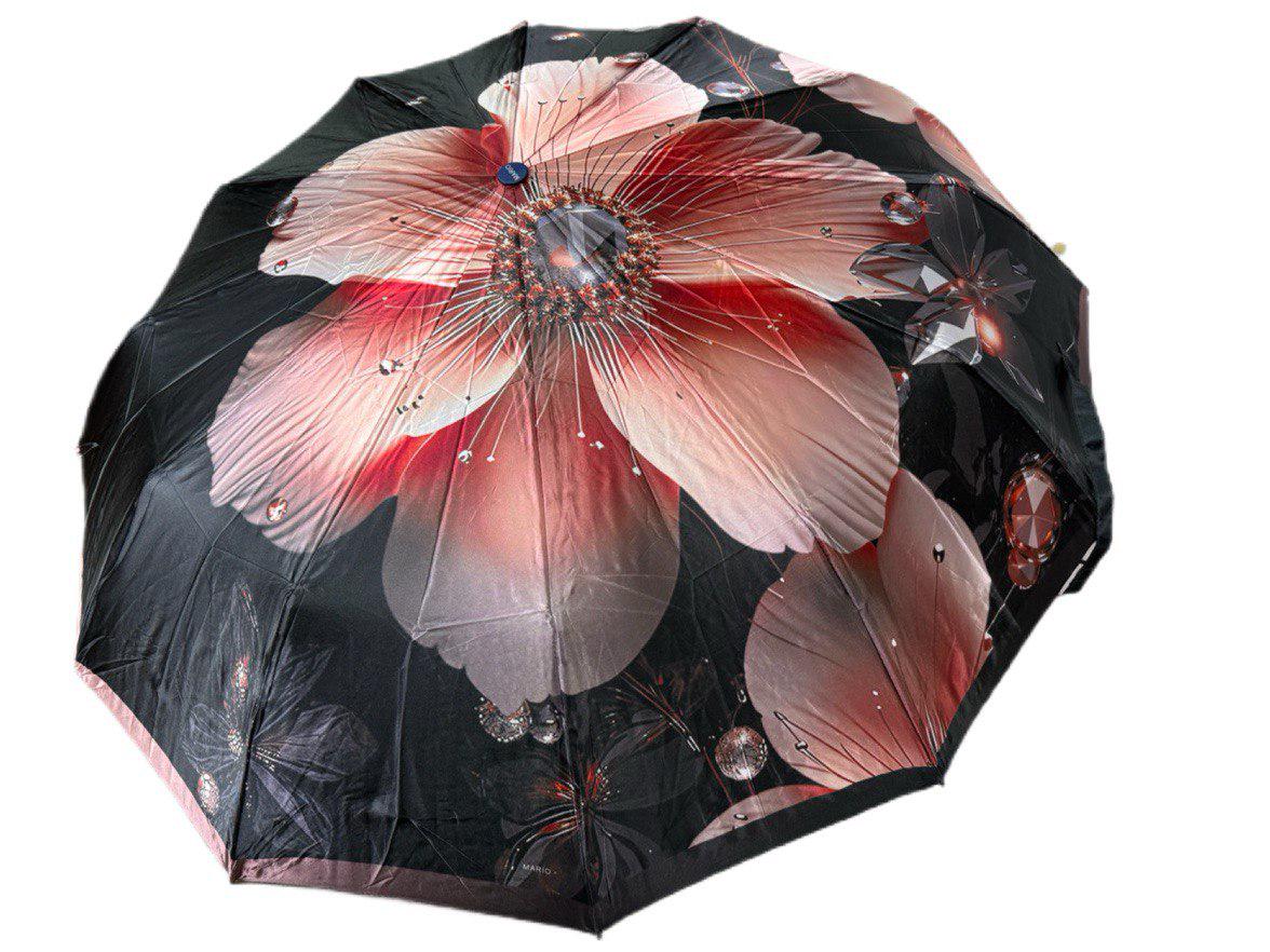 Парасолька жіноча автоматична Mario з квітковим 3D принтом 12 спиць 4 сегмента (456/1)
