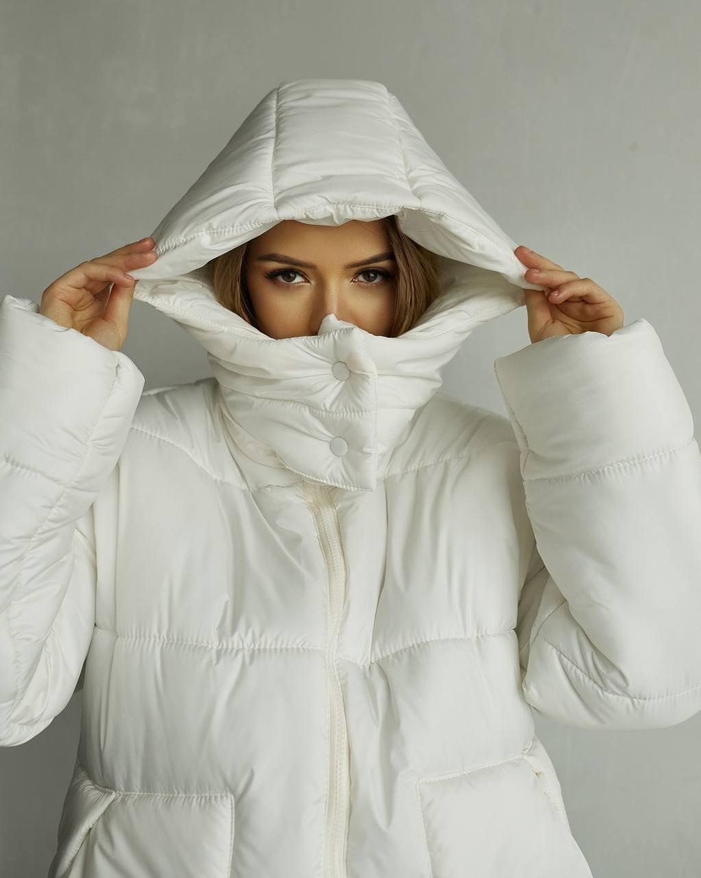 Пуховик Овер р. 48-52 Молочный - фото 1