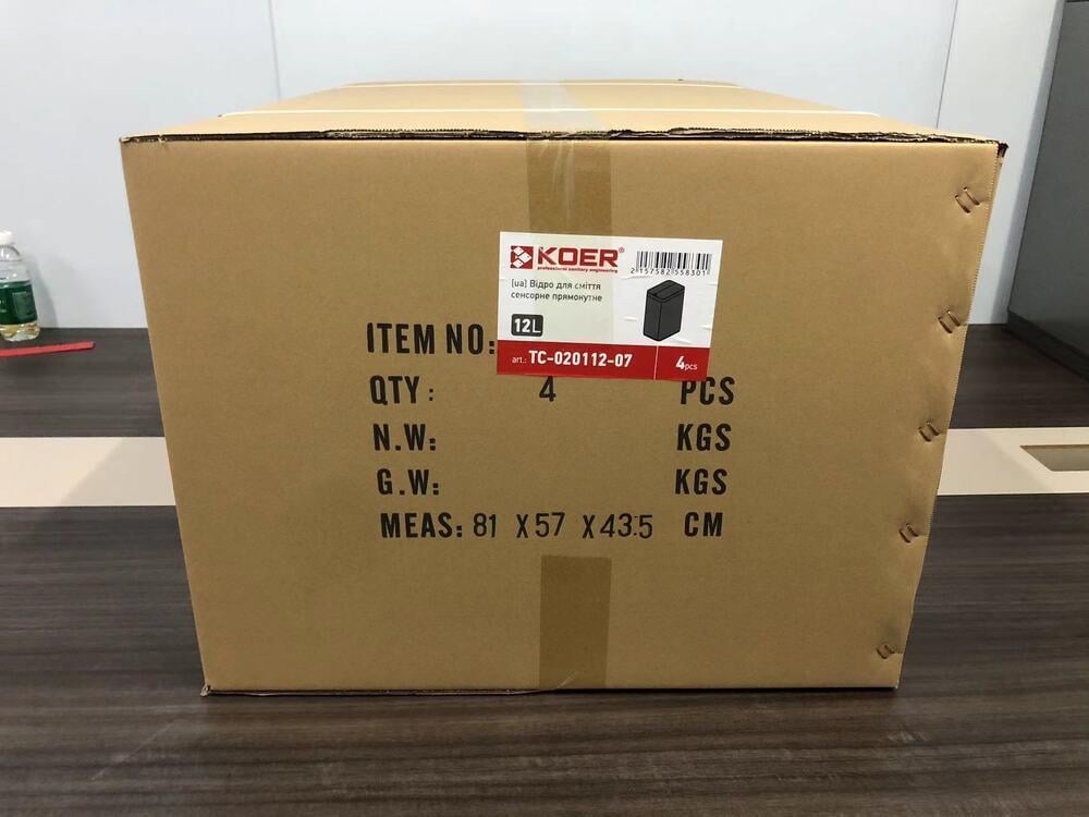 Мусорное ведро сенсорное Koer TC-020112-07 прямоугольное 12 л Графит (KR5583) - фото 4