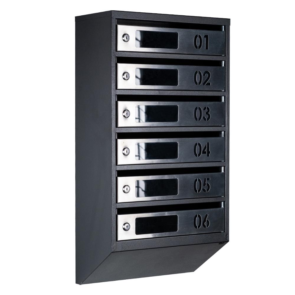 Ящик почтовый многосекционный ЯП06D Черный/Нержавеющая сталь (24061061)