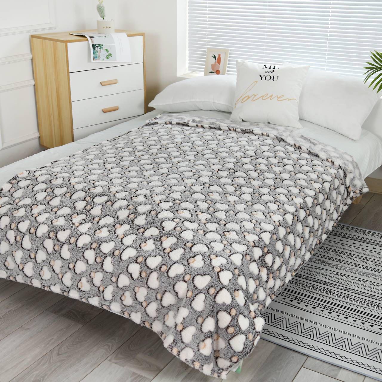 Плед-покрывало Malloory Home Снежок из микрофибры 180x200 см Коричнево-бежевый (7060-5)