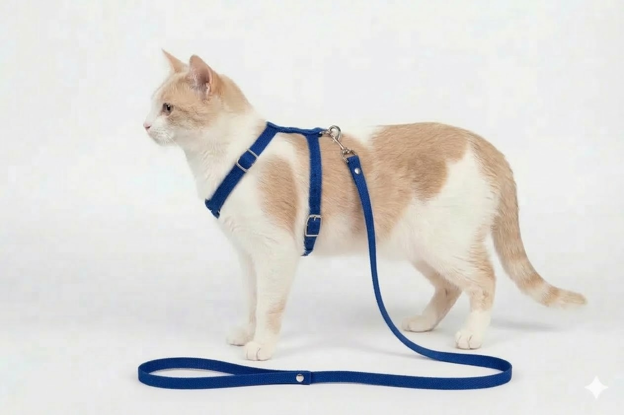 Шлея для малых собак/кошек/кроликов капрон Синий