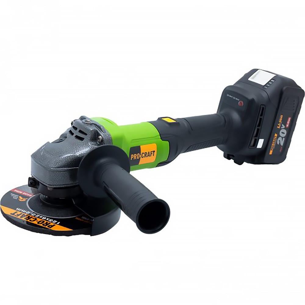 Болгарка аккумуляторная ProCraft PGA20 бесщеточная с 2 АКБ и зарядным