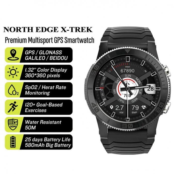 Смарт-часы мужские North Edge XTREK Black (5083_bestN) - фото 7