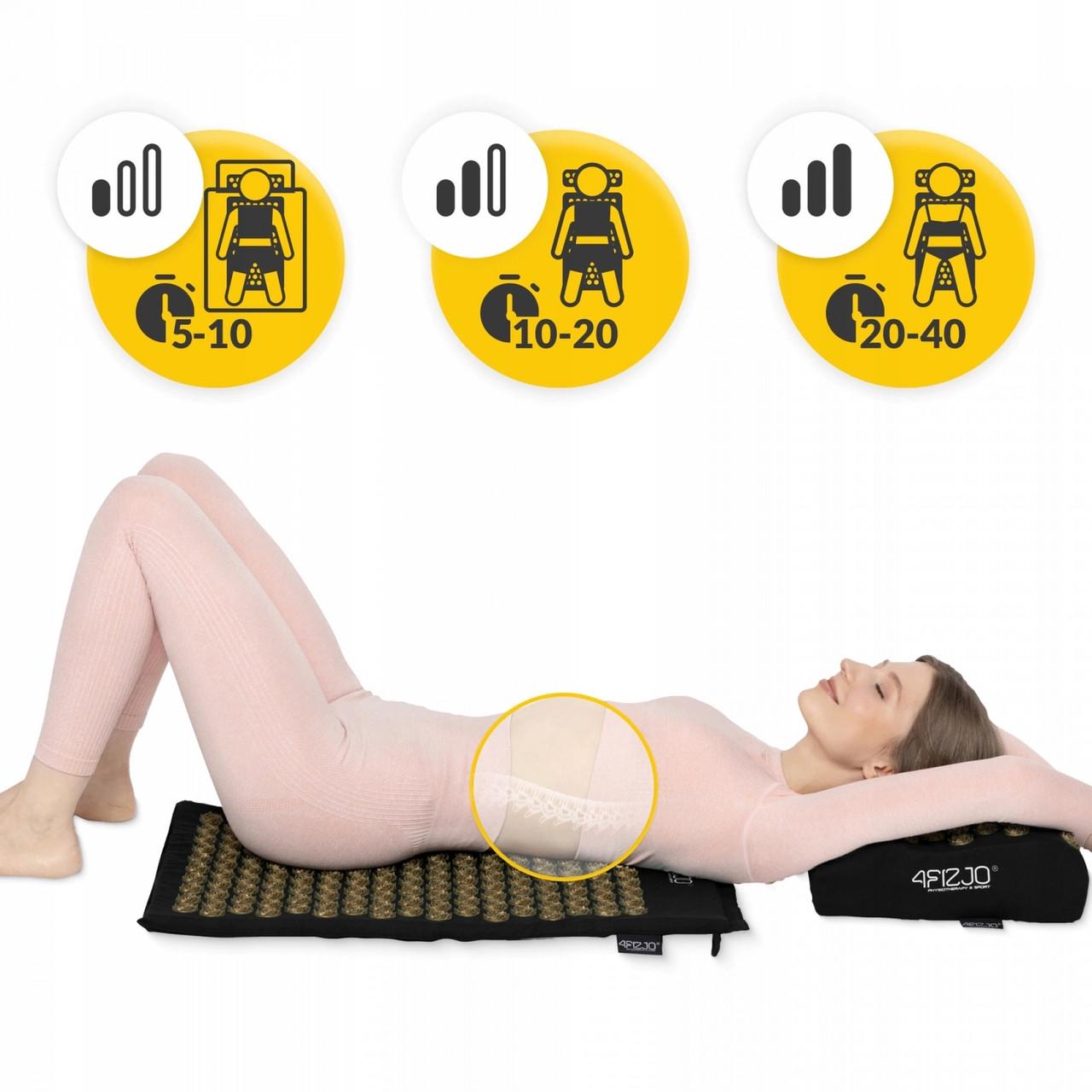 Коврик акупунктурный с подушкой 4fizjo Ergo Mat Аппликатор Кузнецова Black/Gold (P-5907739313881) - фото 2 Коврик акупунктурный с подушкой 4fizjo Ergo Mat Аппликатор Кузнецова Black/Gold (P-5907739313881) - фото 2