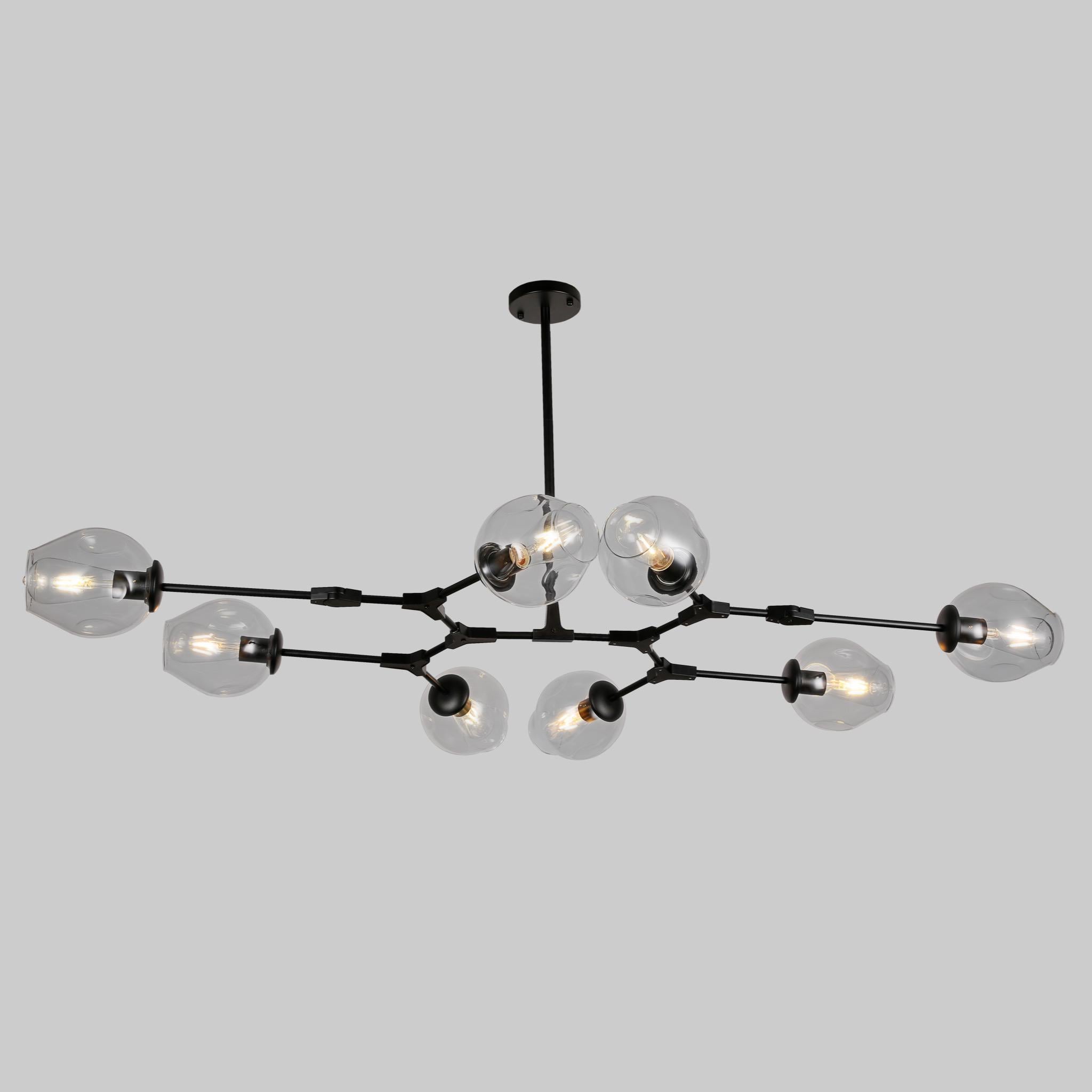 Люстра Molecule на 8 ламп с прозрачными плафонами Черный
