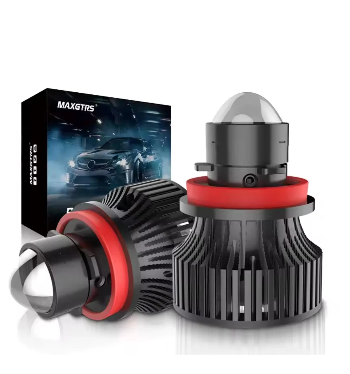 Автомобильные мини-линзы LED MAXGTRS H11 для ПТФ 80W 16000Lm 6000K IP68 2 шт.