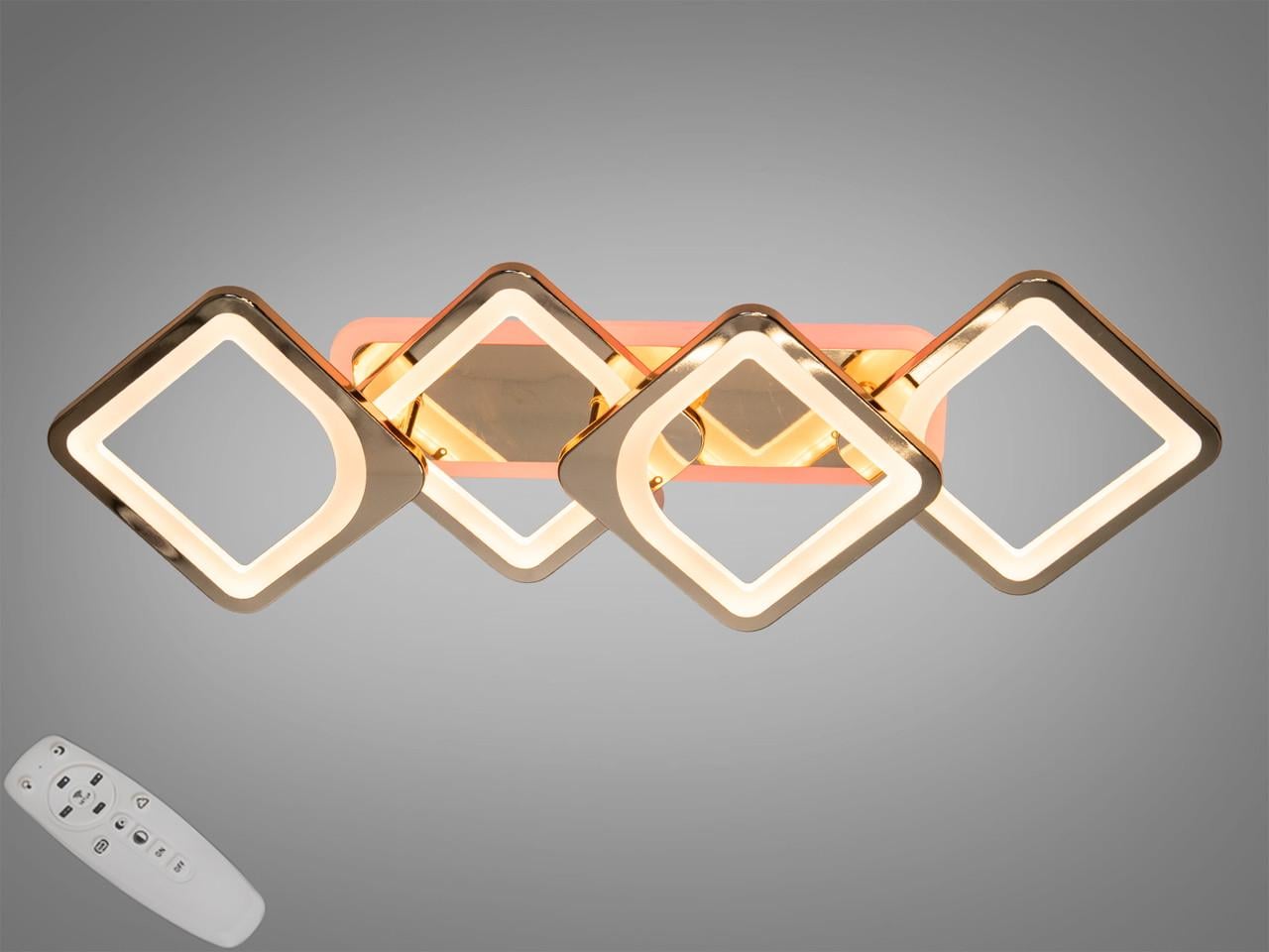 Люстра потолочная EcoLed с диммером и LED подсветкой 72W H8060/2+2G 3col dim Золотой