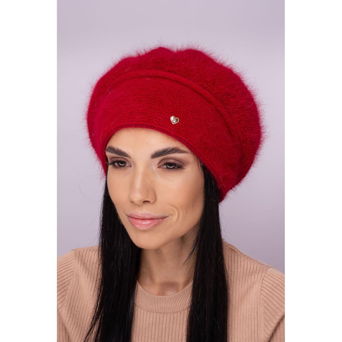 Берет жіночий подвійний ангоровий Leks Жаклін one size Червоний
