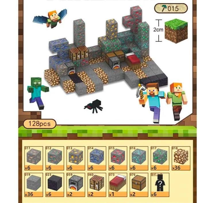 Конструктор для дітей Minecraft на магнітах 128 деталей X31 (65168165169)