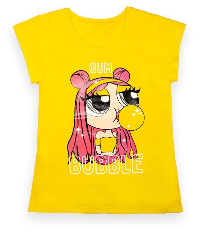 Футболка дитяча бавовняна для дівчинки Gabbi FT-22-13/1 Girls 122 см Жовтий (13147)