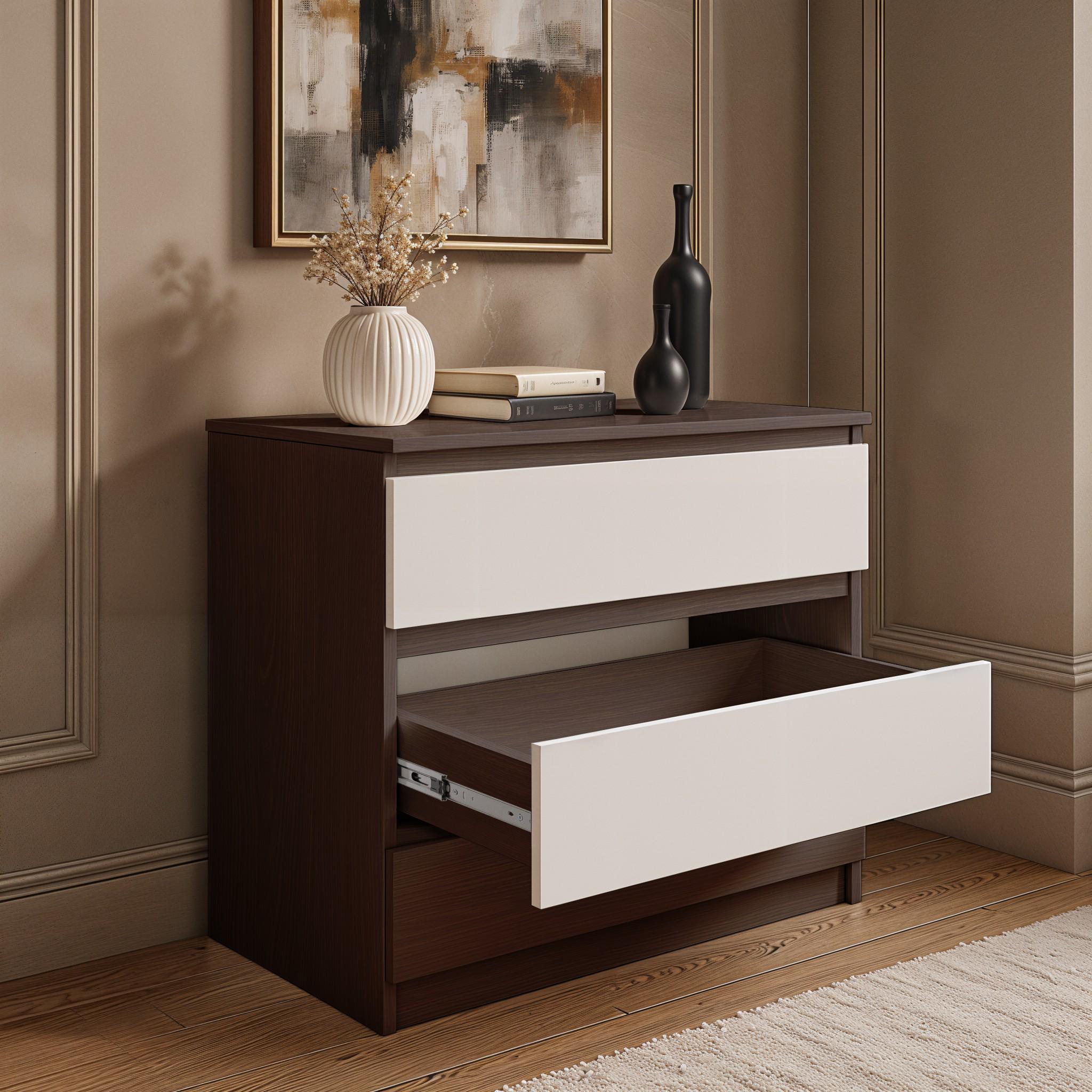 Комод на 3 ящика без ручек FT-214 800х400х755 мм Венге Магия/ Белый - фото 3