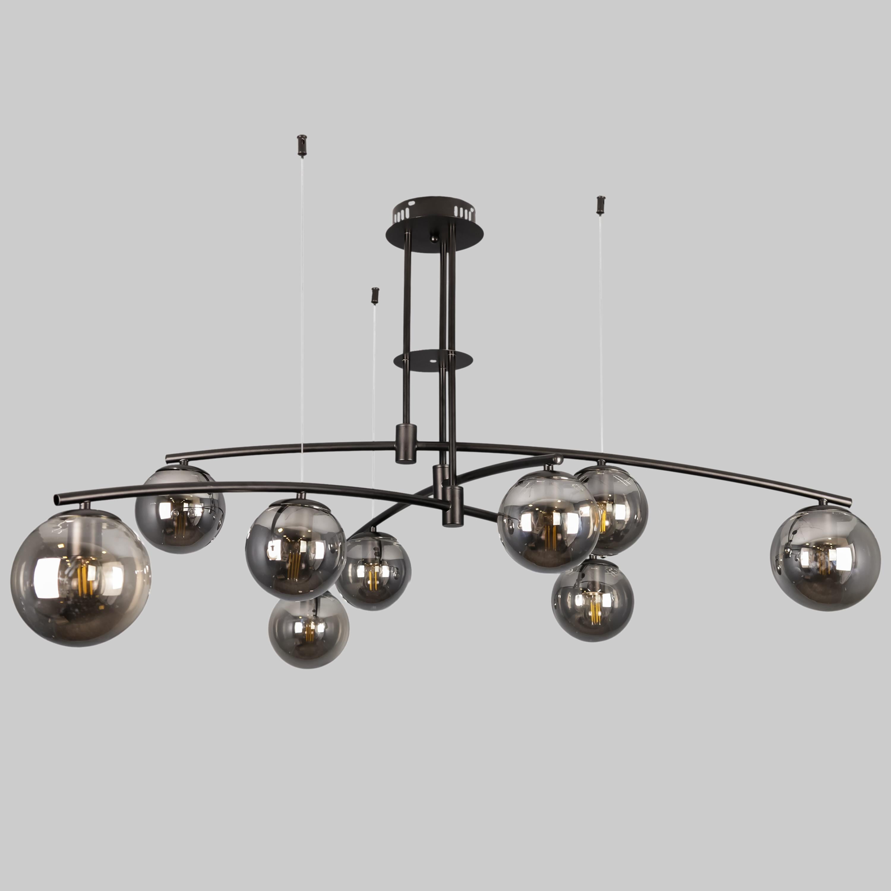 Люстра современная на 9 графитовых плафонах Черный (52-9827-9 BK+BK) Люстра современная на 9 графитовых плафонах Черный (52-9827-9 BK+BK)