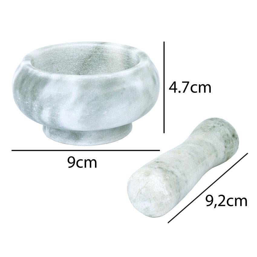 Ступка с пестиком натуральный камень 9х9х4,7 см Светло-серый (26852) - фото 5
