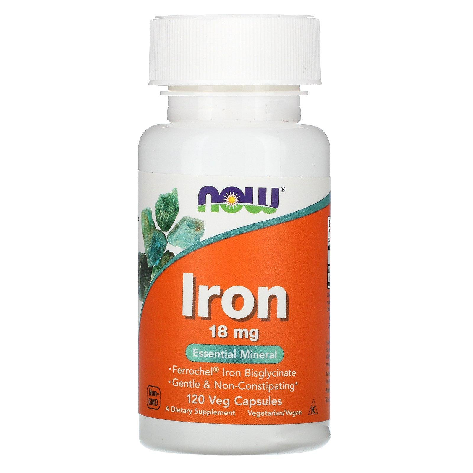 Залізо NOW Foods Iron 18 mg 120 капс.