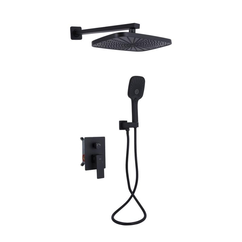 Душевая система для душа Qtap Gemini скрытого QTGEM113BLM45697 монтажа на 2 потребителя Black Matt (36174534)
