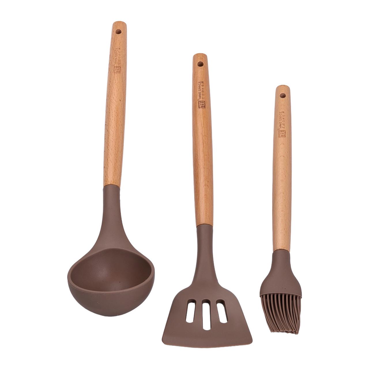 Набор посуды MGC с лопаткой/половником/кисточкой Кофейный - фото 5
