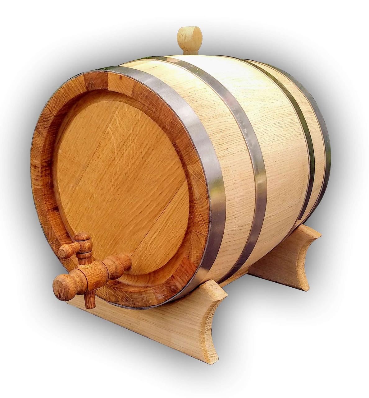 Бочка дубовая для самогона 20 л обручи из нержавеющей стали (DR012302)