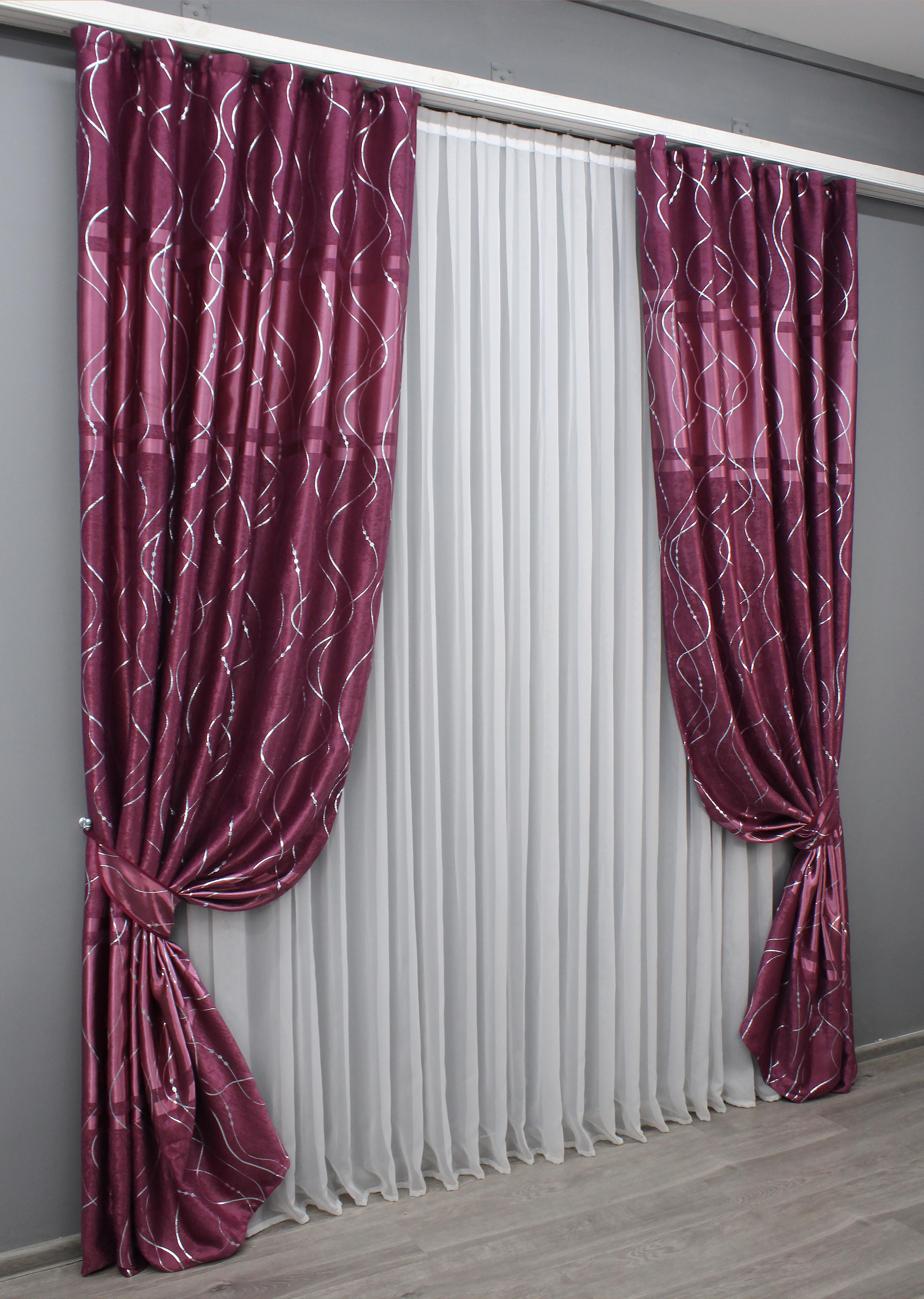 Комплект готовых штор VR-Textil Софт Лиана №459ш 150х270 см 2 шт. Малиновый (30-199) - фото 2 Комплект готовых штор VR-Textil Софт Лиана №459ш 150х270 см 2 шт. Малиновый (30-199) - фото 2