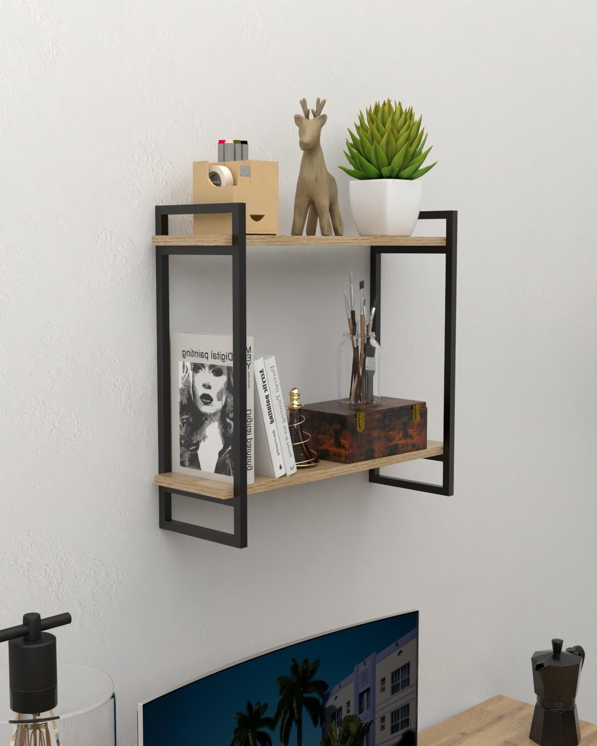 Полка настенная EcoLoft Миртен DSP-1464-1 в стиле лофт Дуб Аппалачи (34714014)