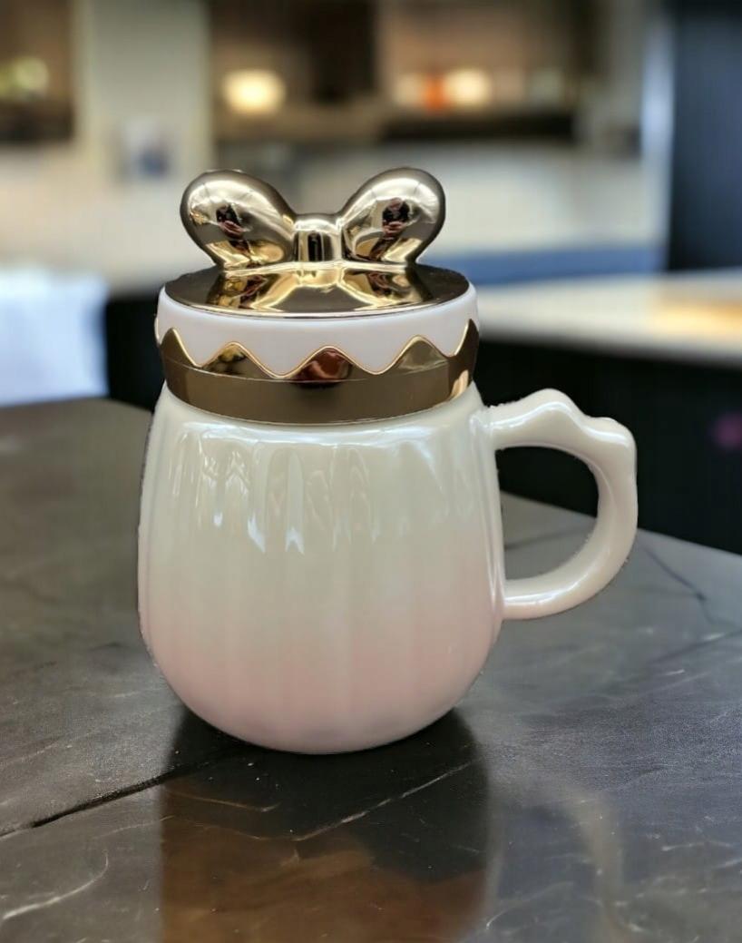 Чашка Lirmatur Бантик кераміка з кришкою 400 мл Рожевий (15414114) - фото 2