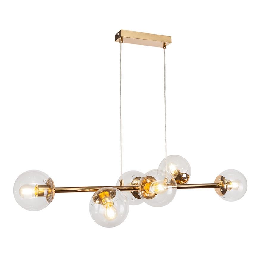 Люстра лінійна Levistella 7521010-6 GD+CL Молекула на шість плафонів Прозорий/Золотий (2585281991) - фото 2 Люстра лінійна Levistella 7521010-6 GD+CL Молекула на шість плафонів Прозорий/Золотий (2585281991) - фото 2