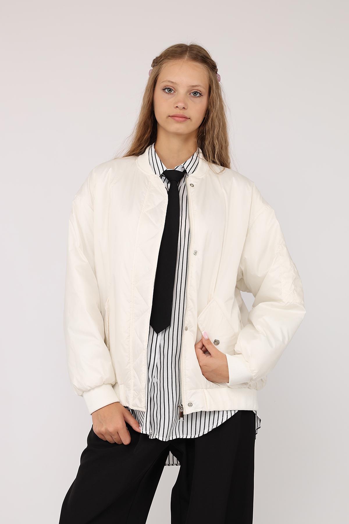 Бомбер жіночий ЦБ-00282183 р. 42 Молочний (SKT001079807) Бомбер жіночий ЦБ-00282183 р. 42 Молочний (SKT001079807)