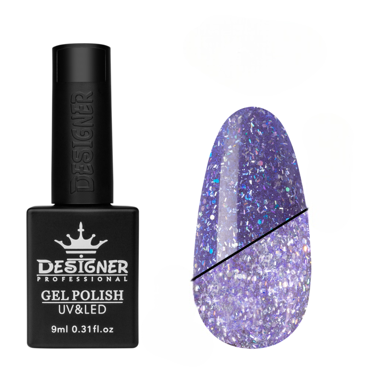 Гель-лак світловідбиваючий Designer Professional Disco shine з блискітками хамелеон 9 мл Синій 550
