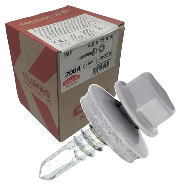Саморез кровельный по металлу Klimas Wkret-Met RAL 7004 4,8x19 мм 250 шт.