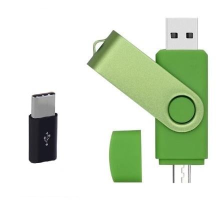 Флешка Jaster Plain 64 Гб USB/micro USB Flash drive + перехідник Type-C Зелений