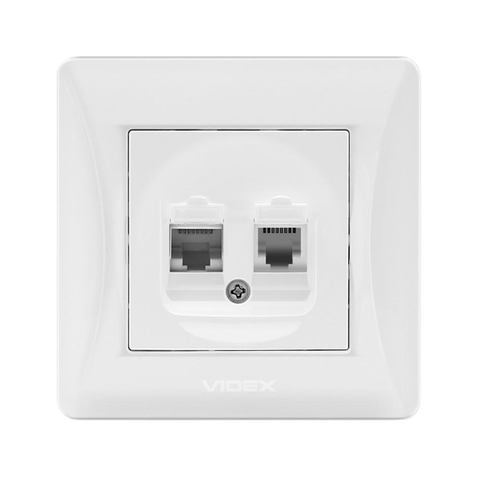 Розетка Videx Binera CAT6/CAT3 двойная Белый