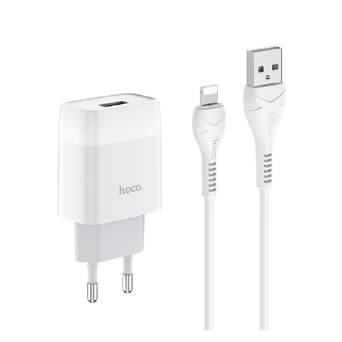 Адаптер сетевой Hoco Lightning Cable Glorious C72A 1USB 2,1A White (544570)