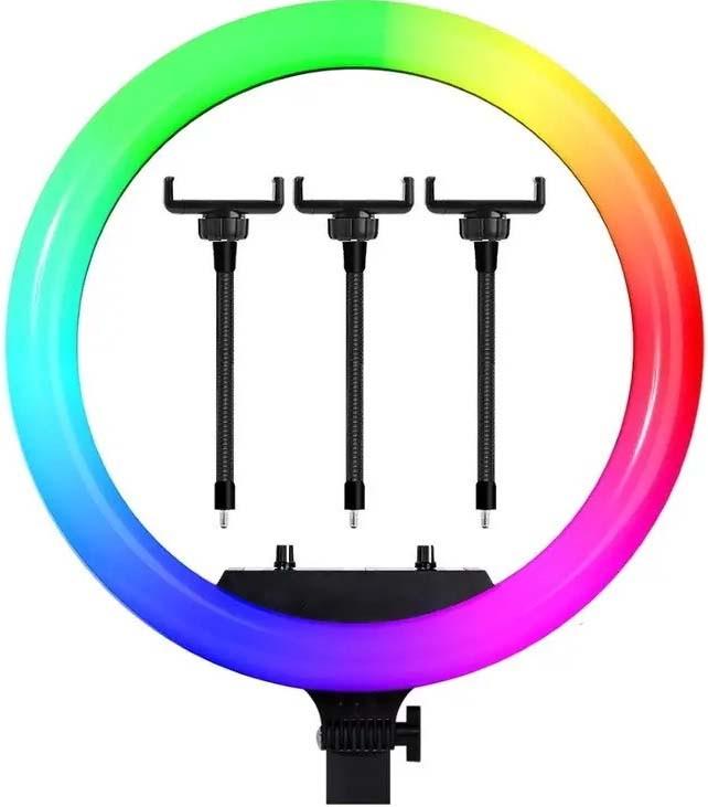 Лампа светодиодная кольцевая Rias RL-18 RGB 45 см на 3 держателя с пультом ДУ разноцветный (3_04095) - фото 2 Лампа светодиодная кольцевая Rias RL-18 RGB 45 см на 3 держателя с пультом ДУ разноцветный (3_04095) - фото 2