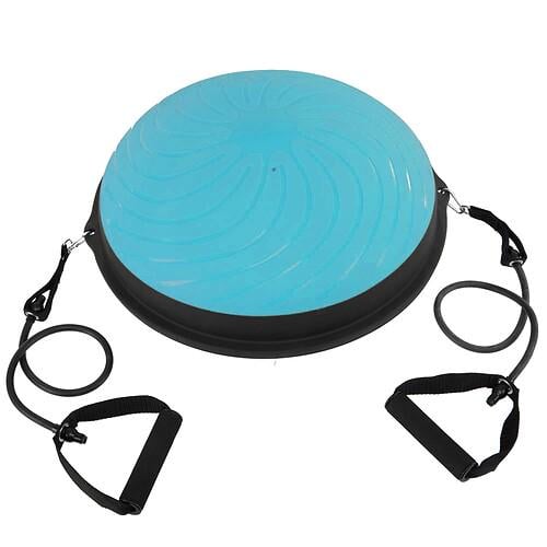 Балансировочная платформа-полусфера BOSU с эспандерами SPOINT FI-1936 15х48 см Черно-голубой (31493101)