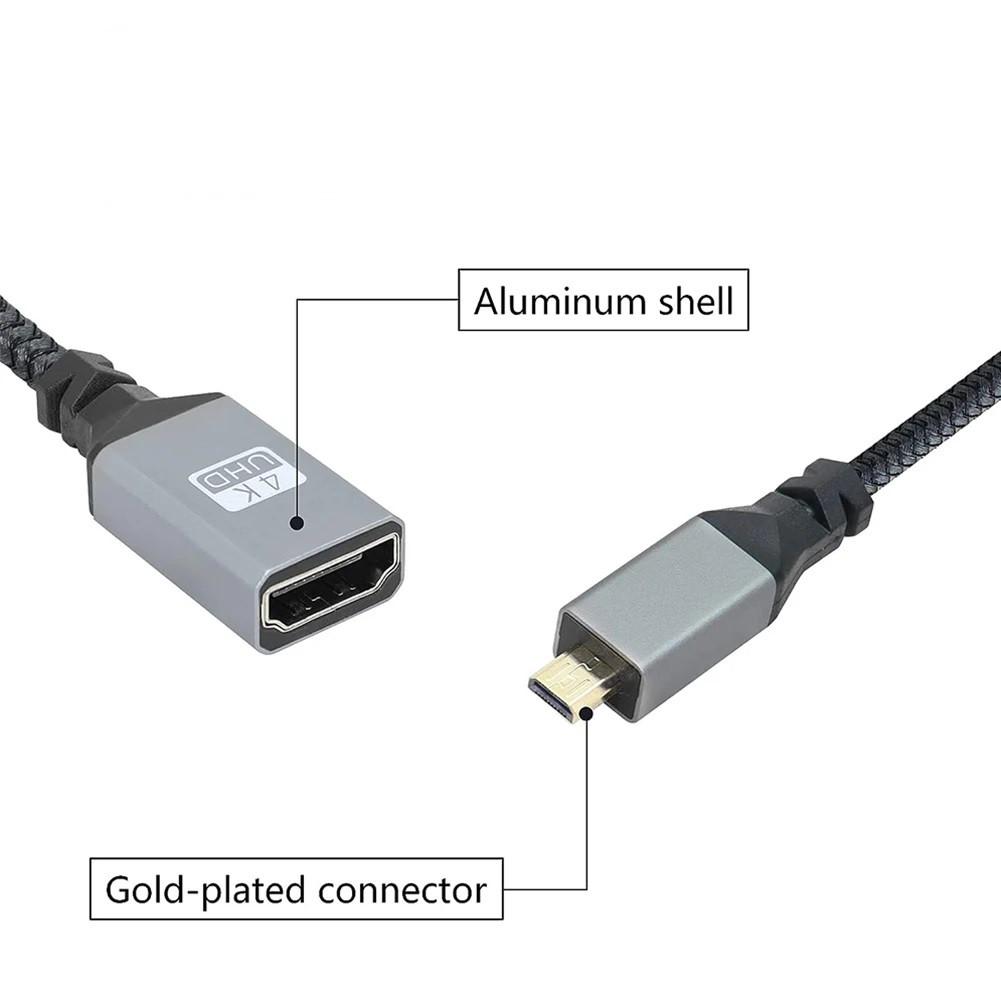 Кабель-перехідник прямий 4К 60Hz Micro HDMI-HDMI M/F 20 см - фото 5