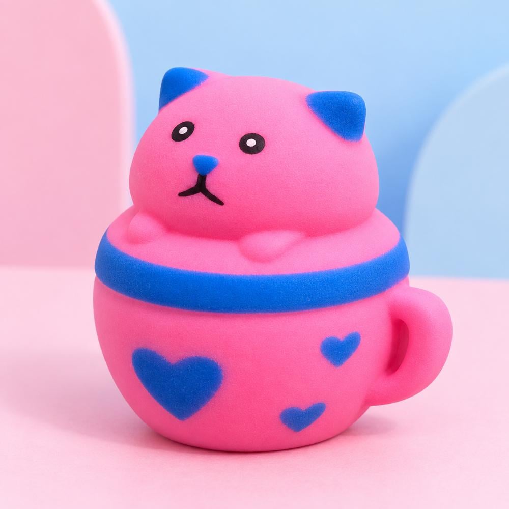 Игрушка-антистресс Сквиш Котенок в чашке Розовый с синим Игрушка-антистресс Сквиш Котенок в чашке Розовый с синим