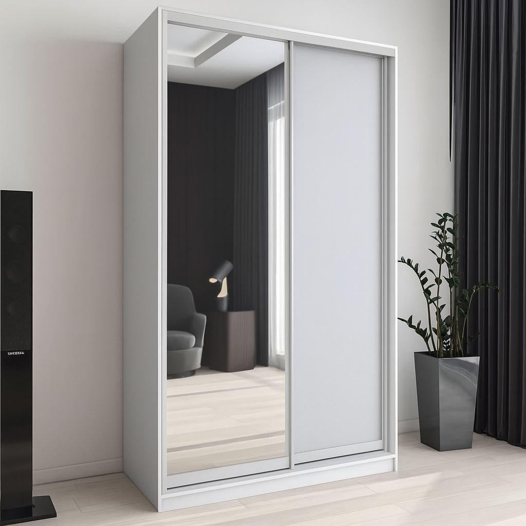 Шкаф купе Мириам с зеркалом ДСП 1700x2400x600 мм Серый (20777) Шкаф купе Мириам с зеркалом ДСП 1700x2400x600 мм Серый (20777)