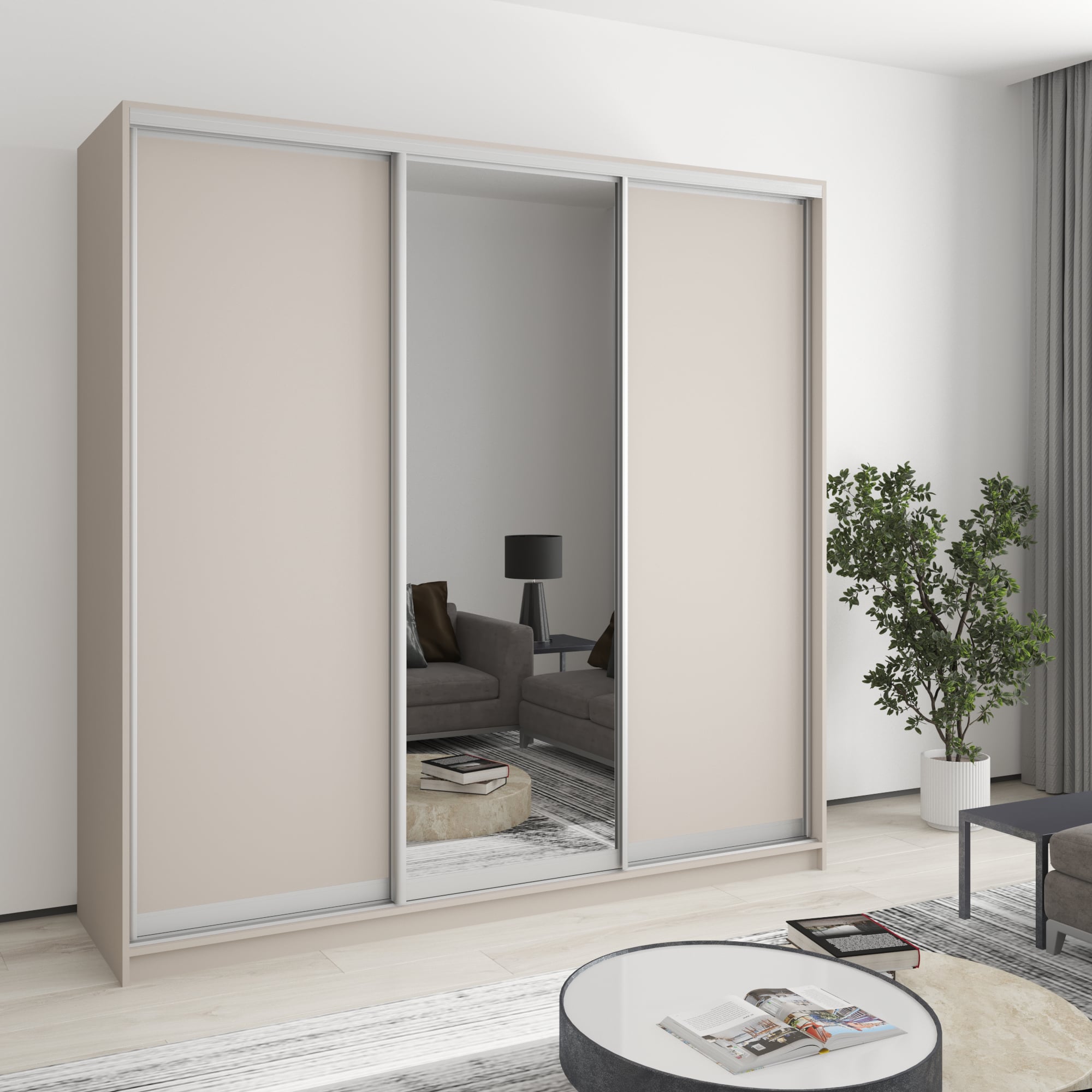 Шкаф-купе трехдверный Mebel Star Комбо AL MBS-3217 210х45х210 см Кашемир (1004387)