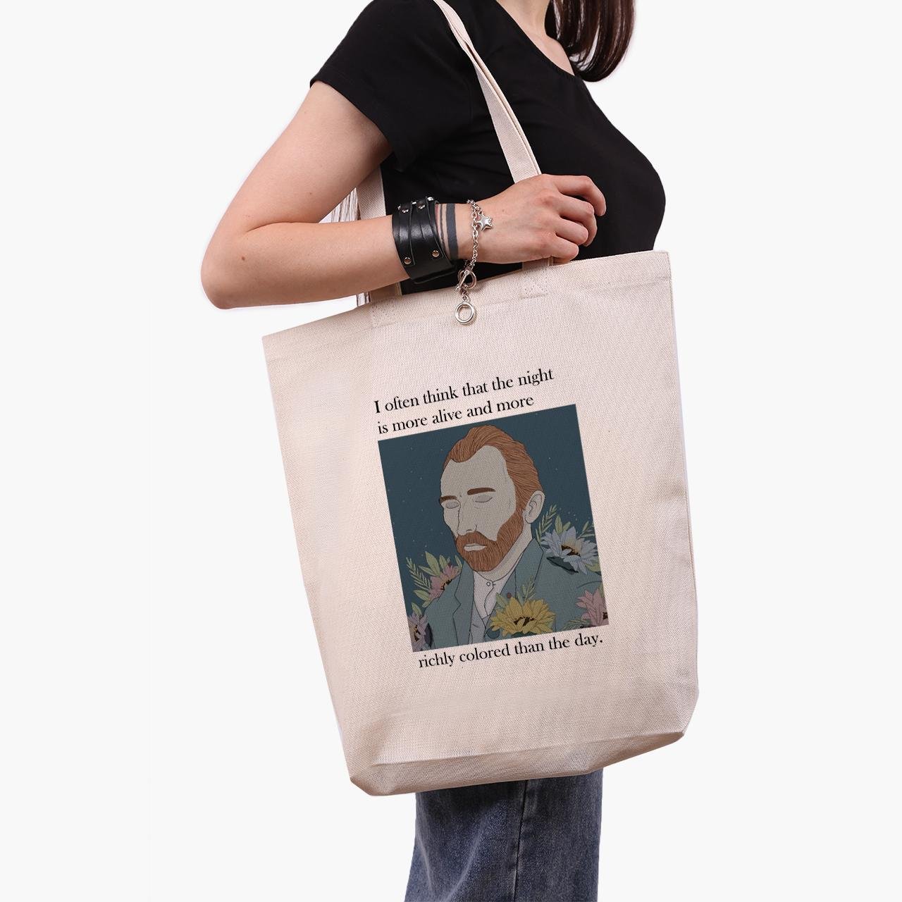 Еко сумка шоппер Vincent van Gogh 41x39x8 см Бежевий (9227-2962-WTD)