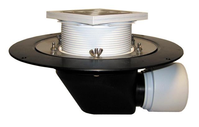 Воронка для кровли крыши горизонтальная DN75/110 мм с зажимным кольцом 148х148 мм/137х137 мм (HL64B)