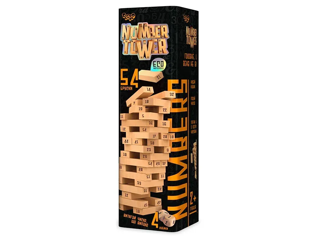 Настільна гра Danko Toys NUMBER TOWER VEGA з дерева Бежевий (150-98-NT-01U)