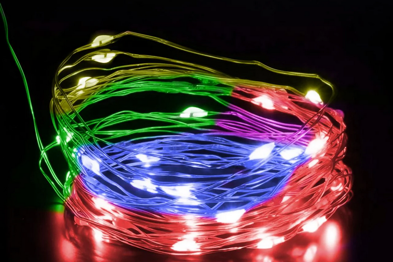 Гирлянда роса 20 м USB на 200 led светодиодов капля зеленый провод разноцветный