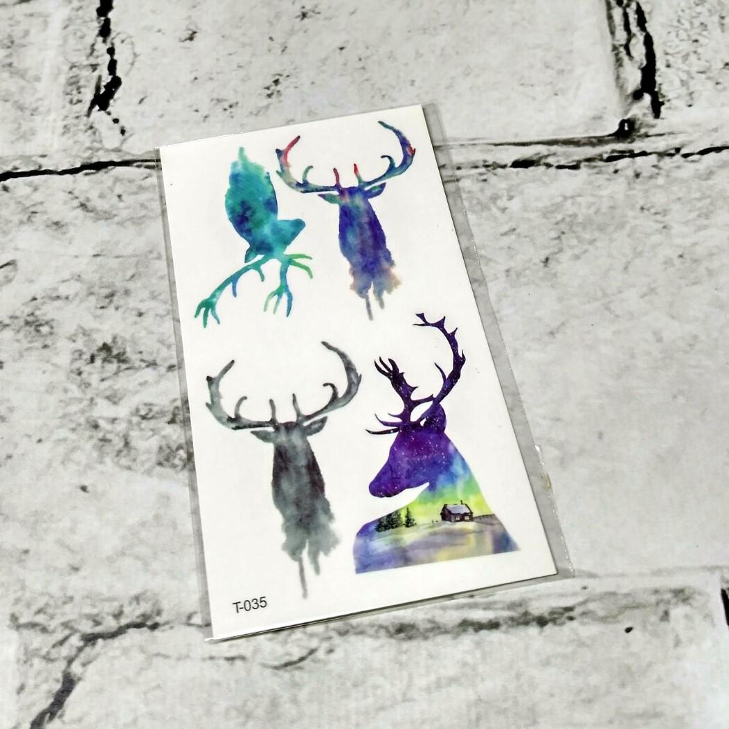 Тату временное Олень лист 6x10.5 см (T-035)
