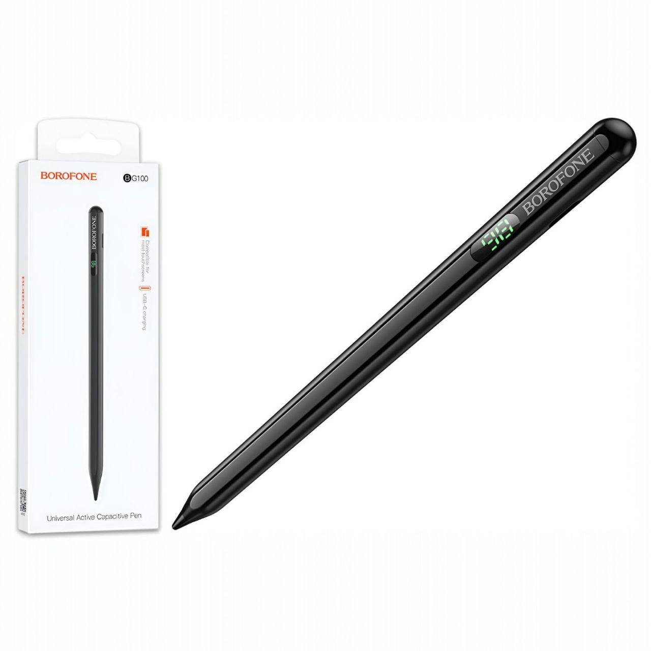 Стилус Borofone BG100 металл/пластик Bluetooth быстрая зарядка Черный (25421762)