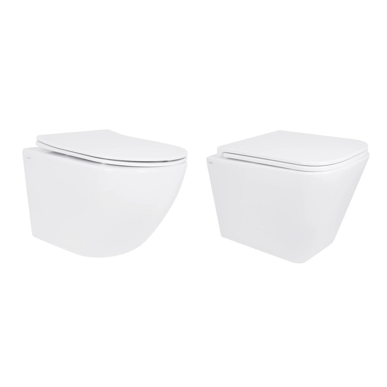 Унитаз подвесной Jay Ultra Quiet QT07335177W 485х360х320 мм и унитаз подвесной Tern Ultra Quiet QT17332303ASW 490x365x325 мм Унитаз подвесной Jay Ultra Quiet QT07335177W 485х360х320 мм и унитаз подвесной Tern Ultra Quiet QT17332303ASW 490x365x325 мм