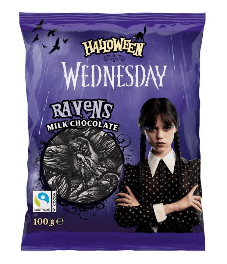 Конфеты шоколадные Halloween Wednesday Ravens Milk Chocolate 100 г (2794619423)